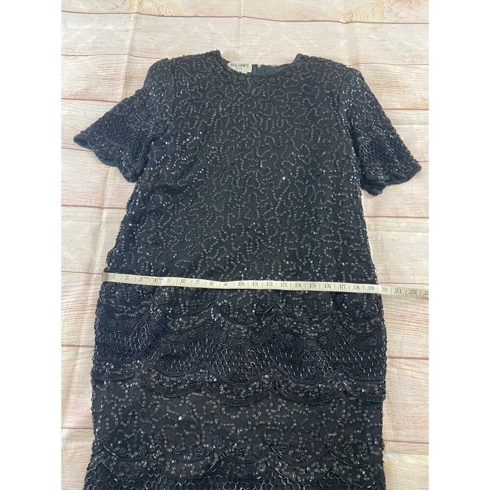 Vintage Brilliante By J.A Women's Black Beaded 100% Silk Dress - Medium - Picture 7 of 12